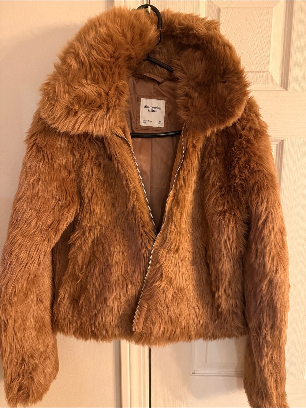 Abercrombie & Fitch Faux Fur Teddy Jacket in Warm Amber